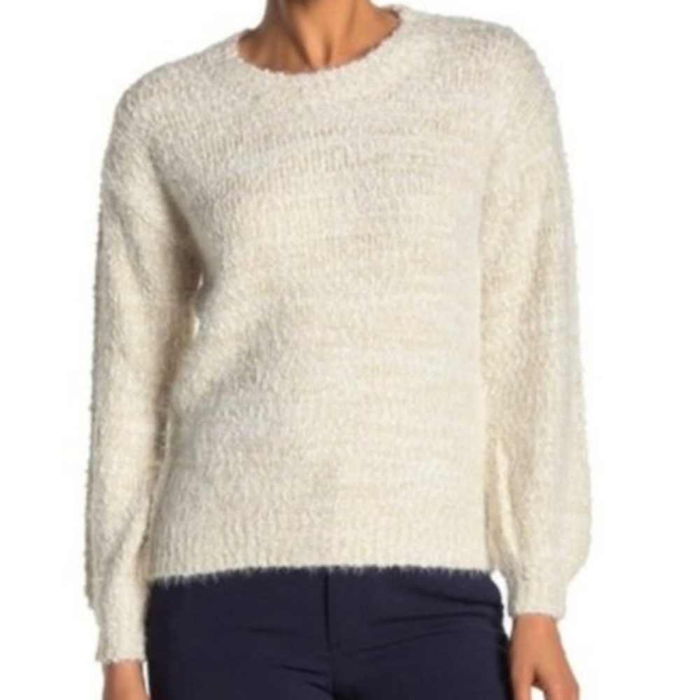 Philosophy Cream Fuzzy Balloon Sleeve Sweater